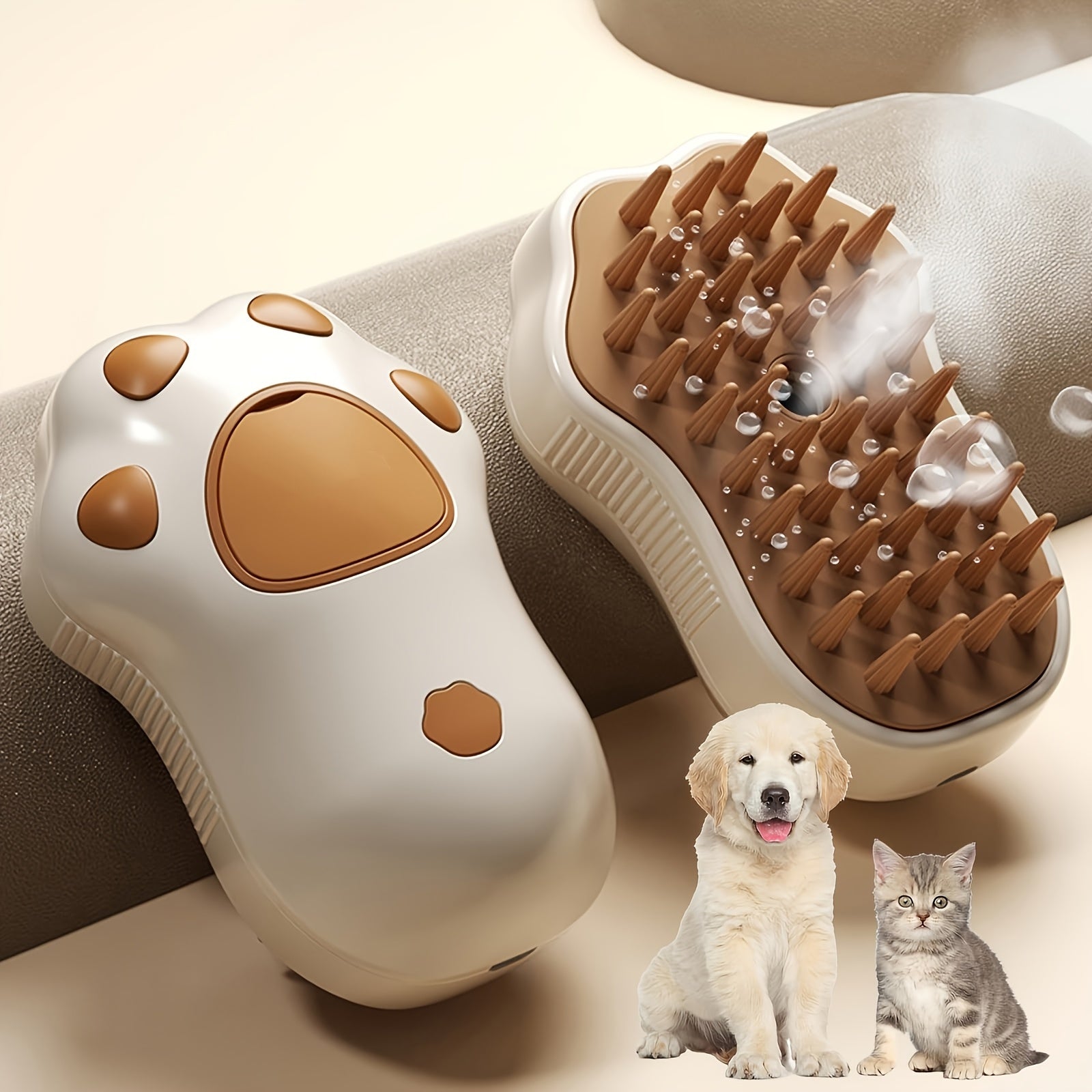 Spazzola Steamy Cat: spazzola elettrica 3 in 1 autopulente, massaggia, pulisce e rimuove i peli