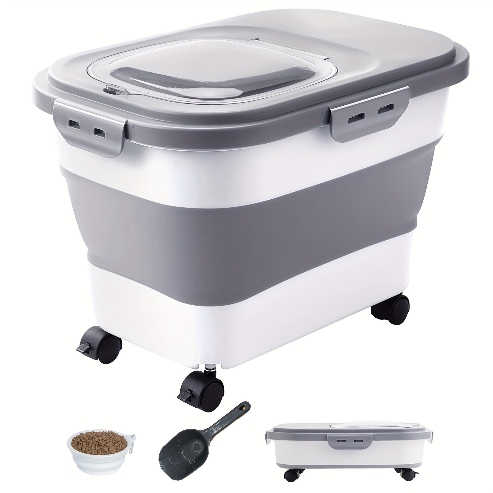 Contenitore pieghevole per alimenti di cani e gatti