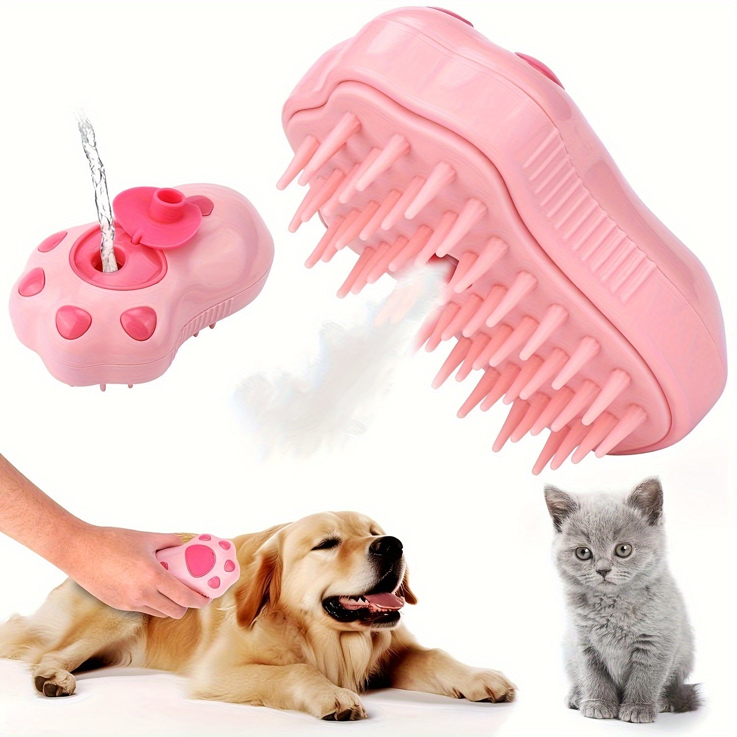 Spazzola Steamy Cat: spazzola elettrica 3 in 1 autopulente, massaggia, pulisce e rimuove i peli
