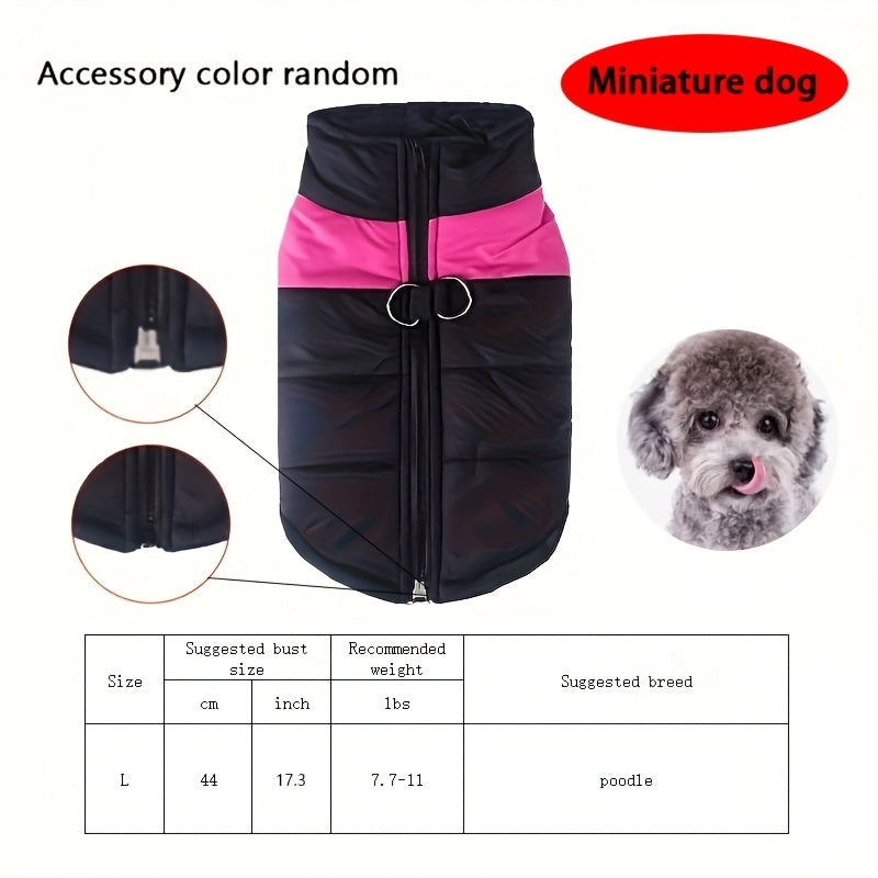 Gilet imbottito per animali domestici, cappotto con cerniera posteriore per cani