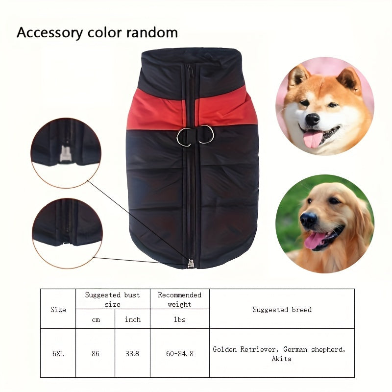Gilet imbottito per animali domestici, cappotto con cerniera posteriore per cani