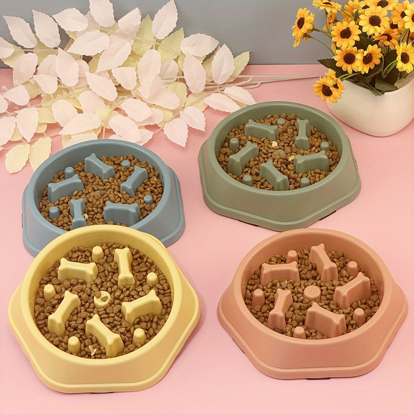 Ciotola anti-soffocamento per cani e gatti - Con osso colorato per mangiare lentamente