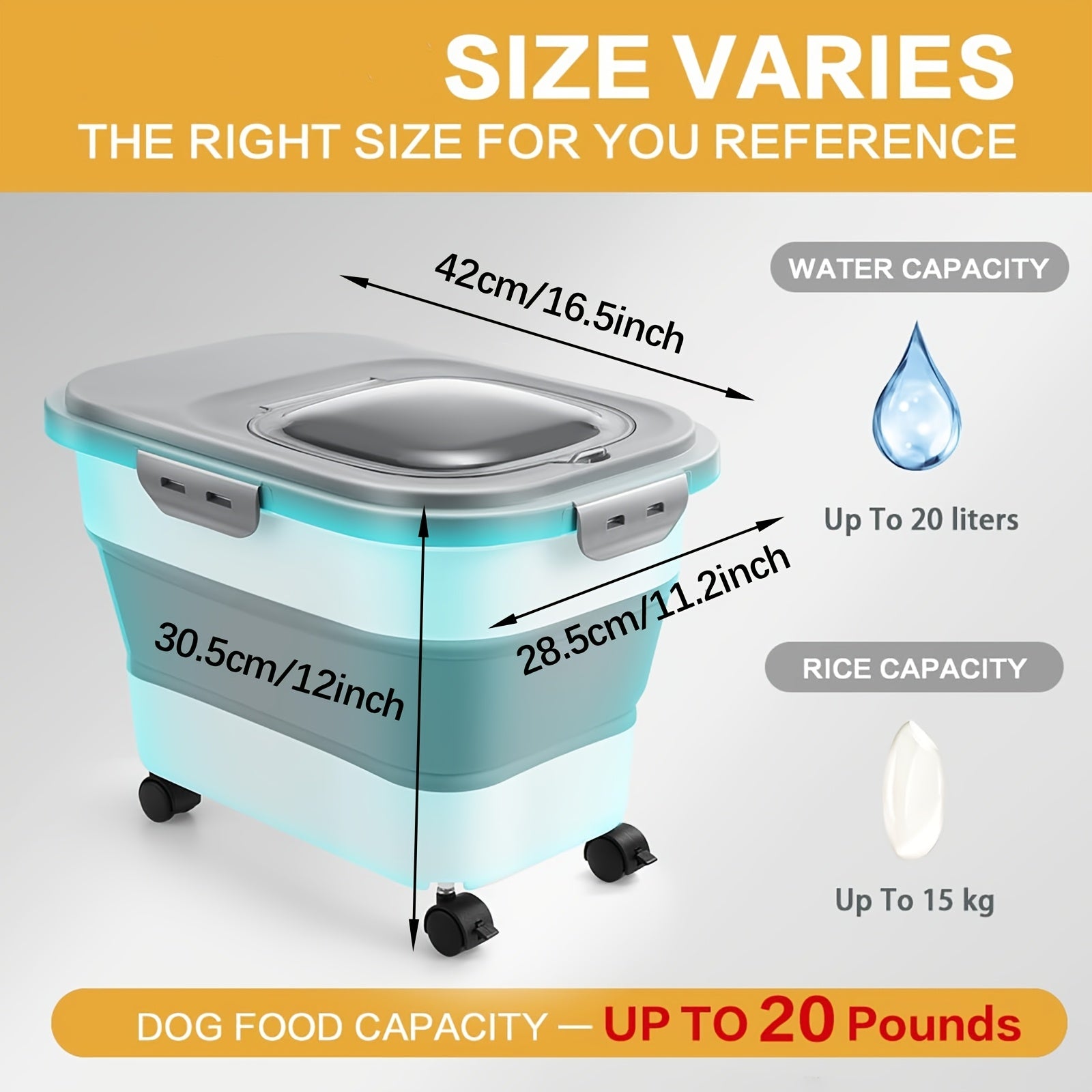 Contenitore pieghevole per alimenti di cani e gatti