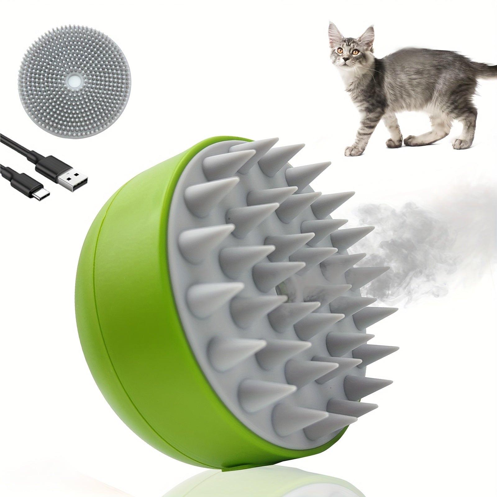 Spazzola Steamy Cat: spazzola elettrica 3 in 1 autopulente, massaggia, pulisce e rimuove i peli