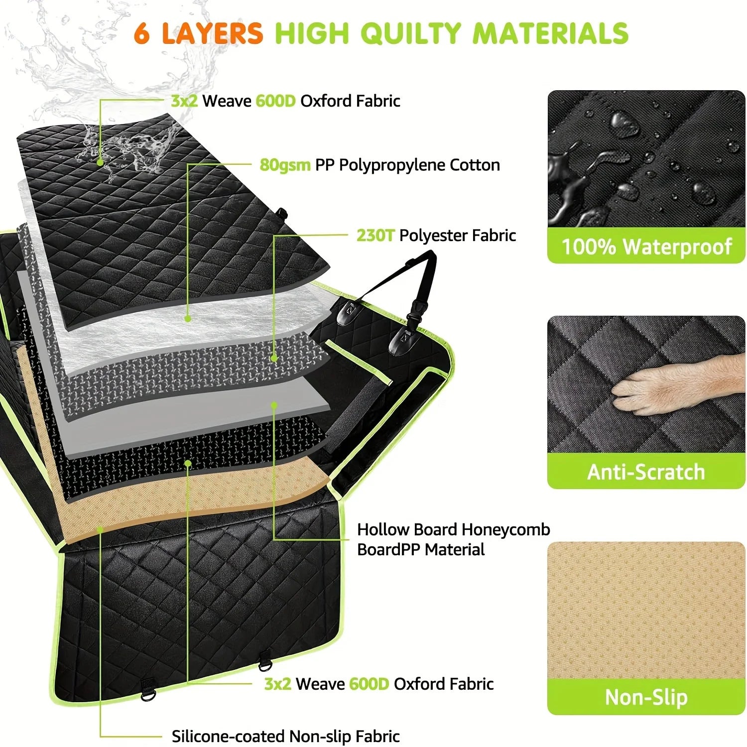 Estensore per sedile posteriore per cani - Coprisedile auto pieghevole con fondo rigido