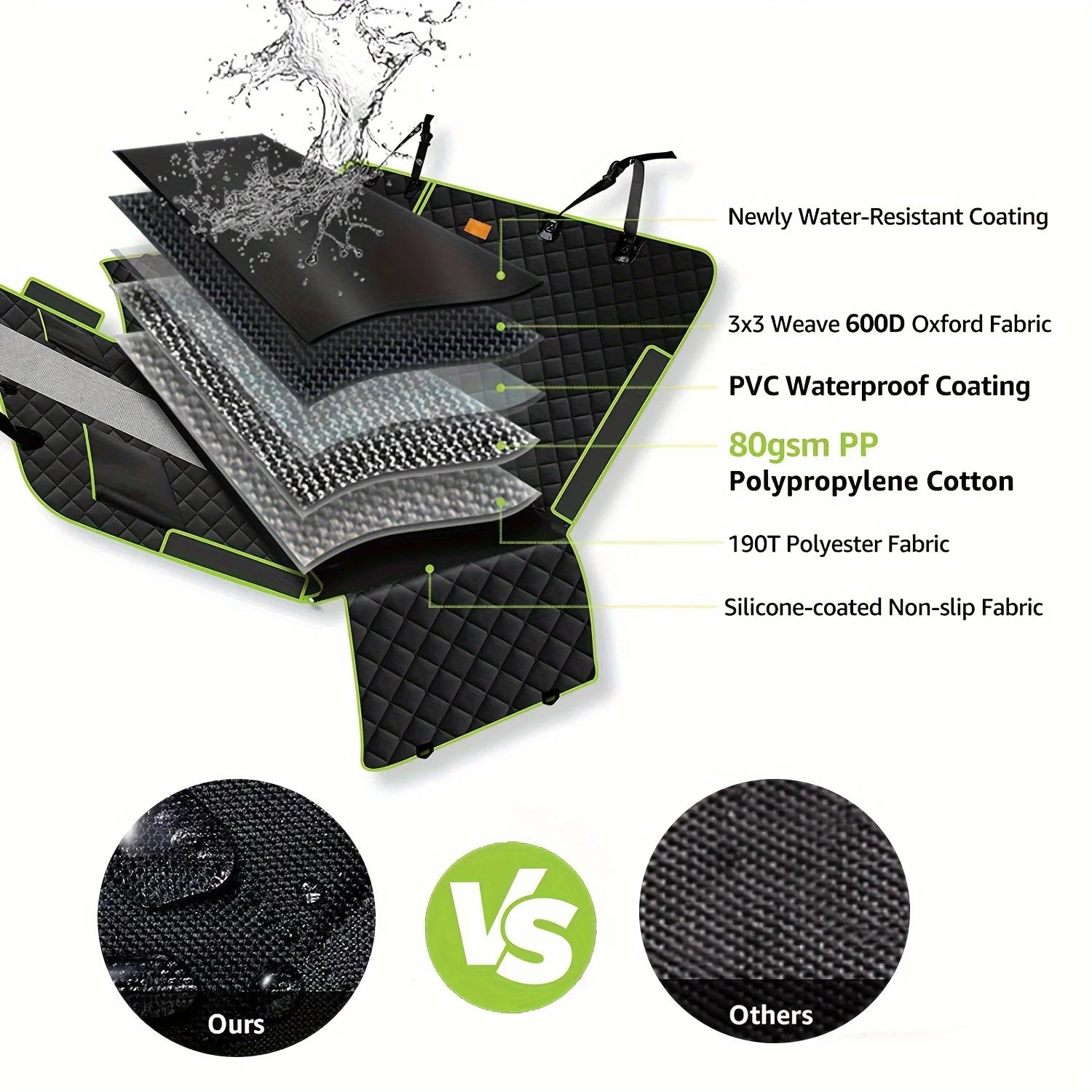 Coprisedile per auto 6 in 1 impermeabile per sedile posteriore