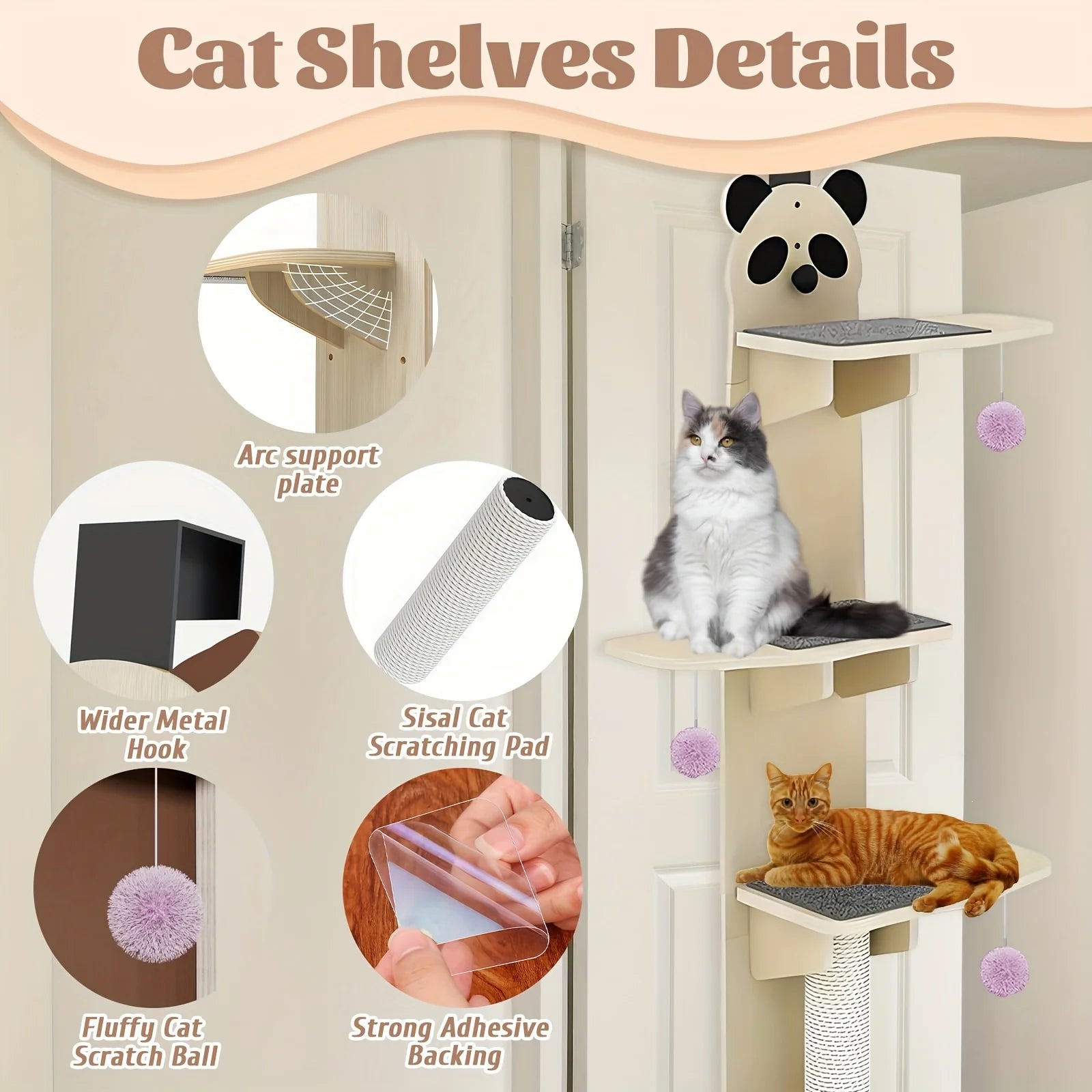 Albero tiragraffi in legno a 4 livelli per gatti