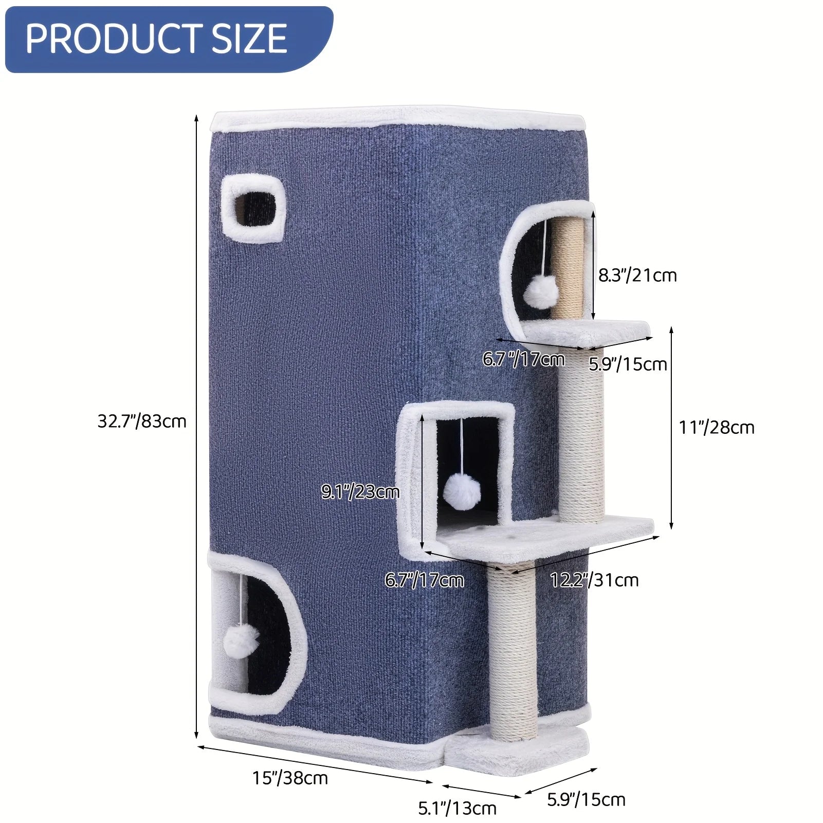 Casa per gatti moderna a tre livelli con struttura per graffiare