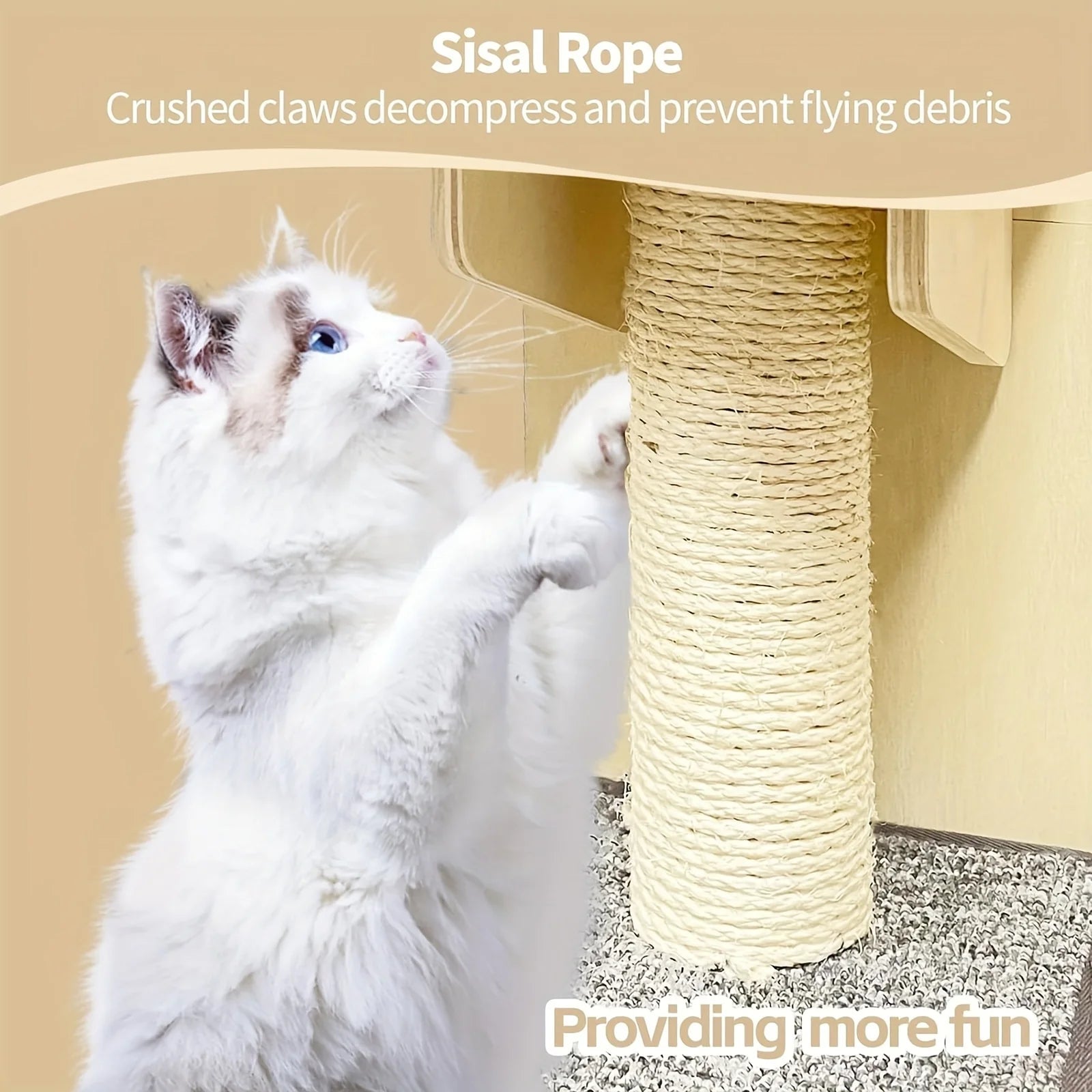 Albero tiragraffi in legno a 4 livelli per gatti