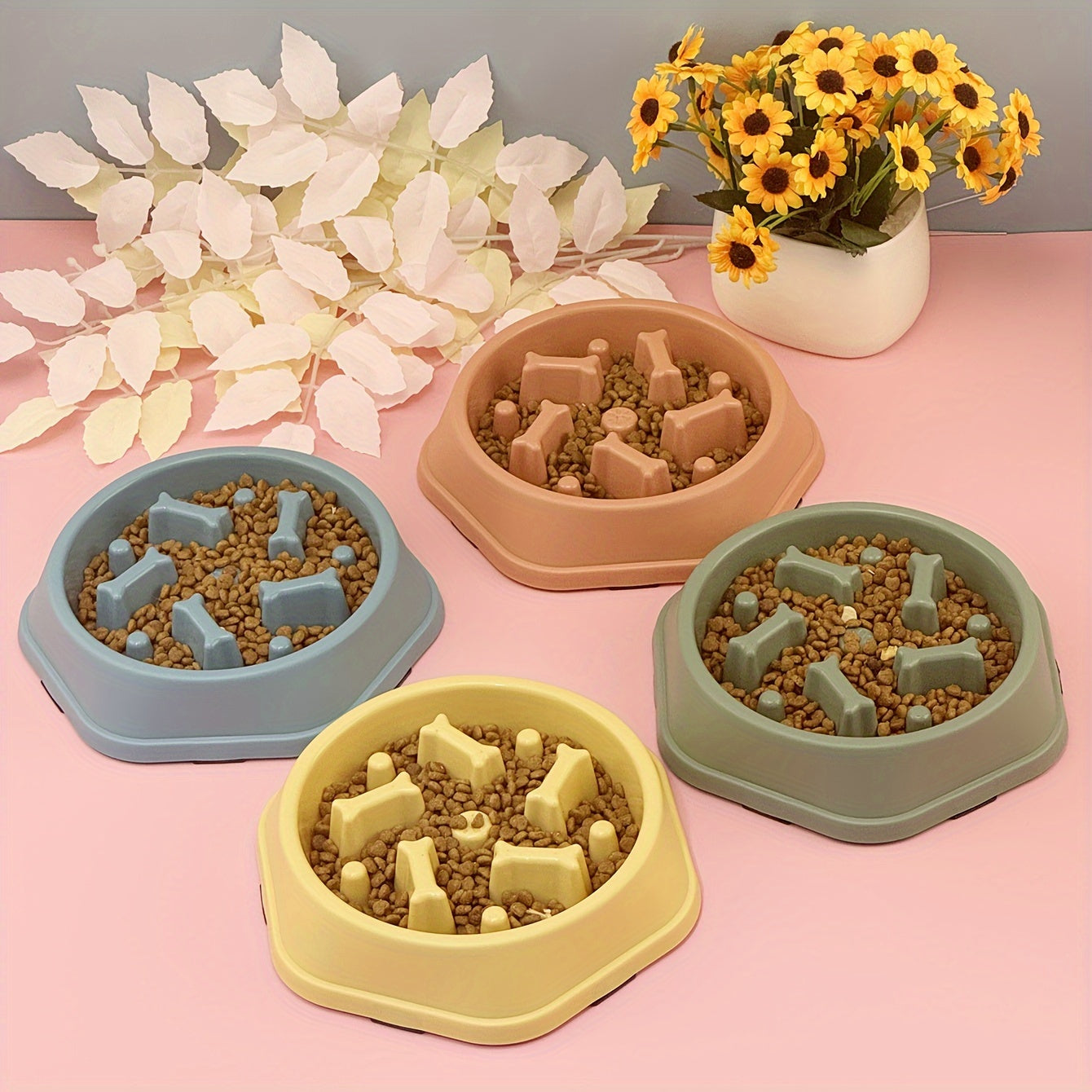 Ciotola anti-soffocamento per cani e gatti - Con osso colorato per mangiare lentamente