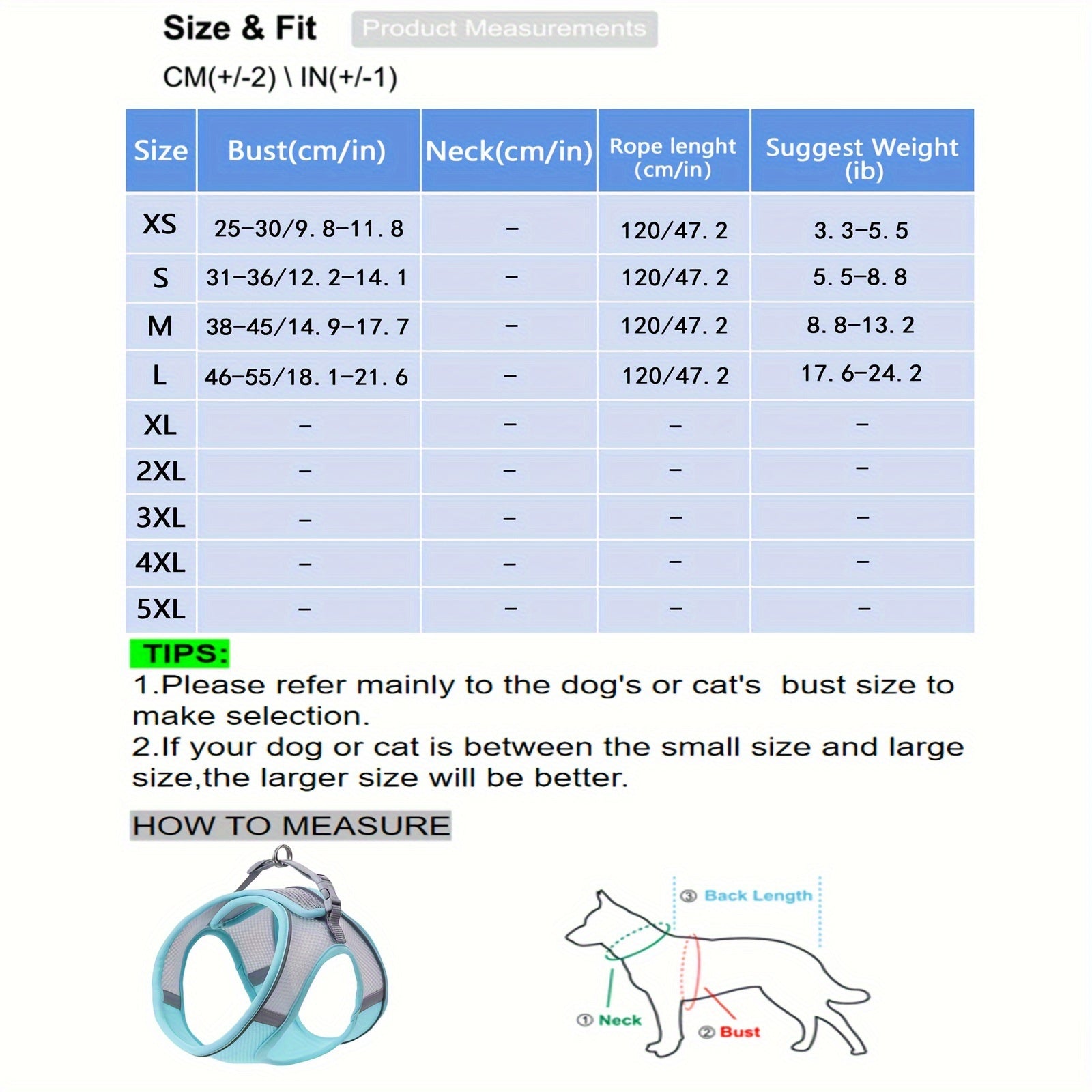 Pettorina comoda e sicura per animali domestici: gilet in morbida rete per cani e gatti con striscia riflettente per cani di piccola taglia